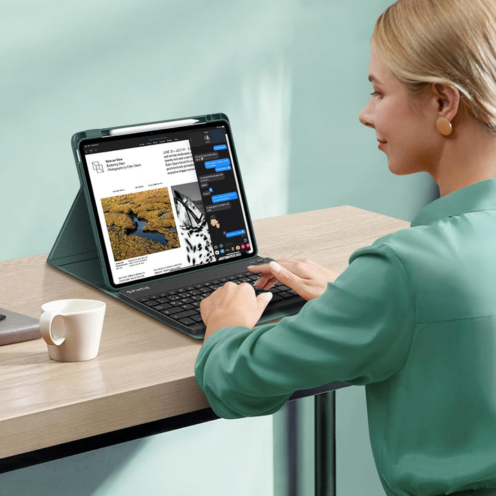 FINTIE Hülle mit Tastatur für iPad Air 13 Zoll M4/M3/M2 (2026/2025/2024), Soft TPU Rückseite Gehäuse