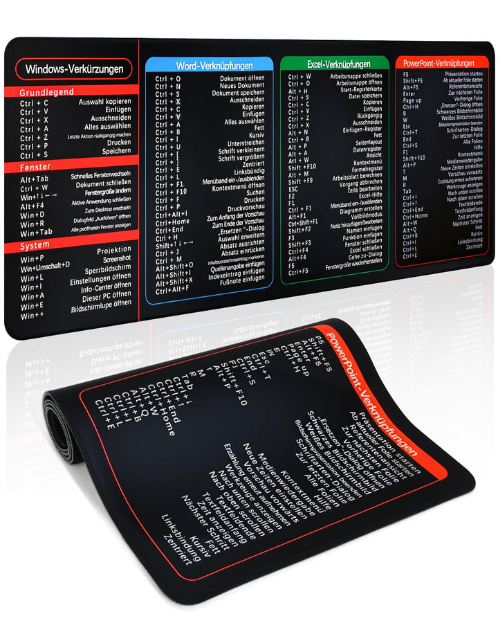 80x30cm Excel Pad Deutsch & Excel Mauspad Deutsch – Schreibtischunterlage für Home Office, Büro & Le