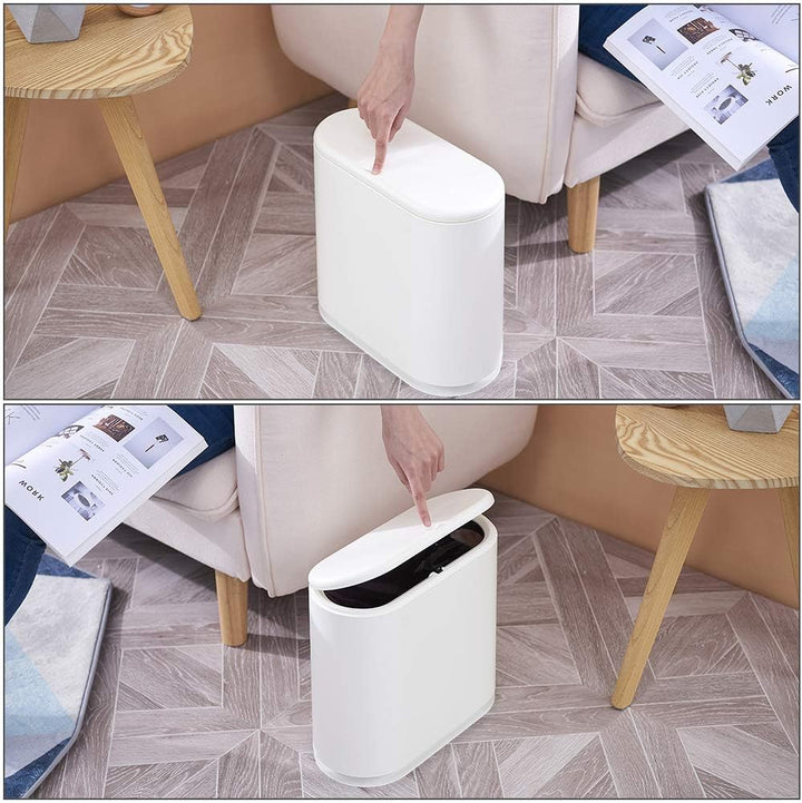 LOMONI Weiss/Opulenter Garten Mülleimer im nordischen Stil, 10 Liter/2,64 Gallonen, Kunststoff, Rech
