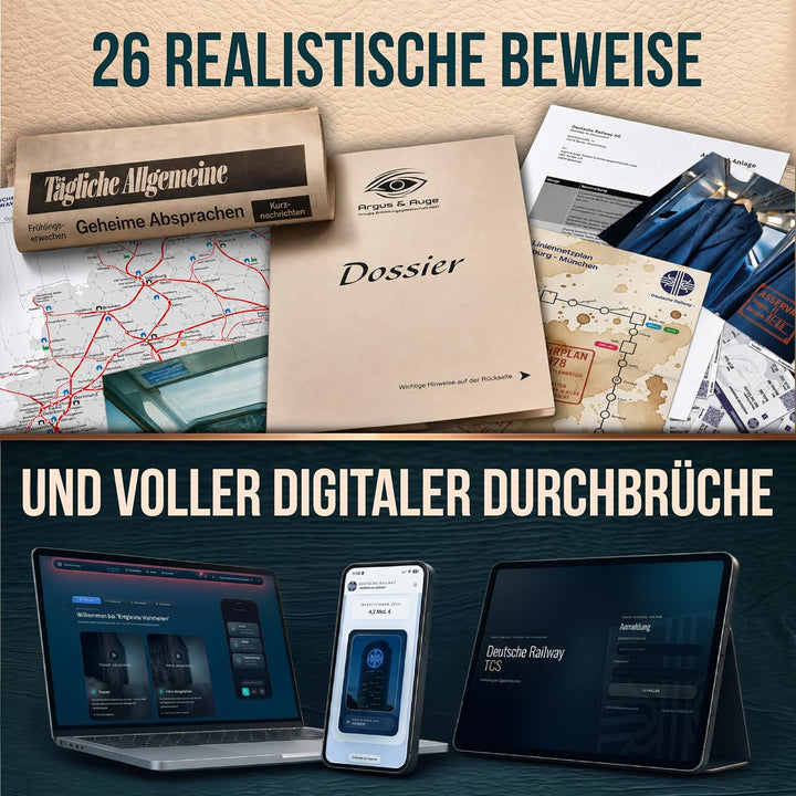 SUSPECTO Krimispiel 2.0 für Erwachsene - Entgleiste Wahrheiten | Interaktive Fallakte, 4-6 Std. | Ta