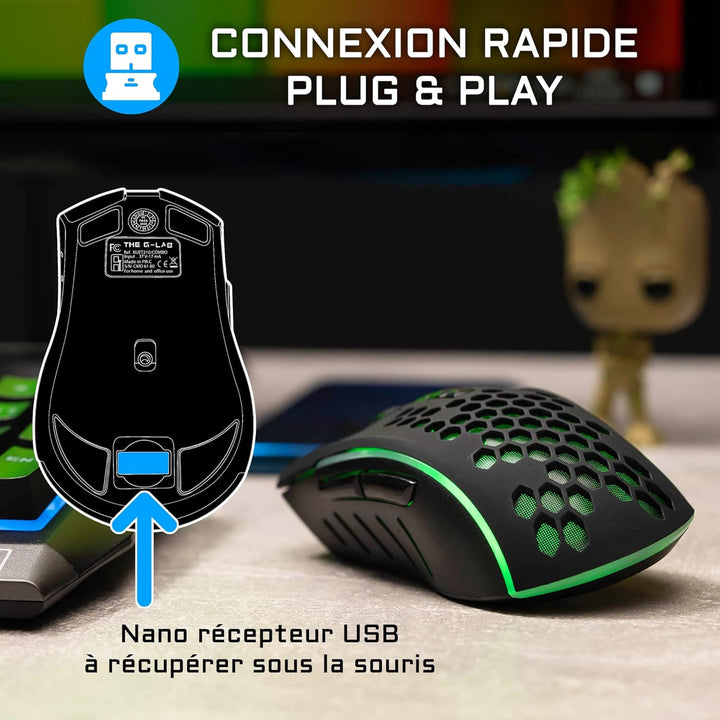 Pack Clavier - Souris Sans fil THE G-LAB Combo Tungsten (Noir)