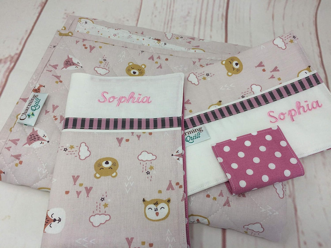 LITTLE BABY BEAR rosa Zauberhafte Windeltasche mit vielen Fächern mit Wunschnamen