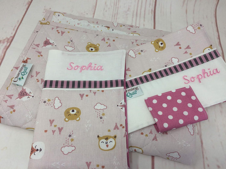 LITTLE BABY BEAR rosa Zauberhafte Windeltasche mit vielen Fächern mit Wunschnamen