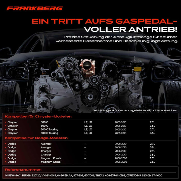 Frankberg Drosselklappenstutzen für 300 C LX Avenger Charger Magnum Kombi 2.7L-3.5L Benzin 2005-2010