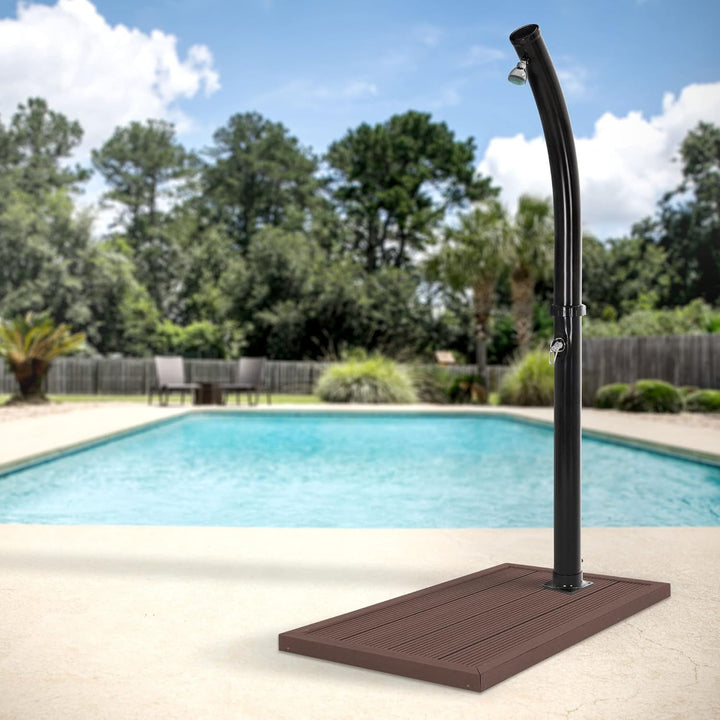 ML-Design WPC Bodenelement für Solardusche, Poolleiter oder Pool, Braun, 101 x 63 x 5,5 cm, rutschfe