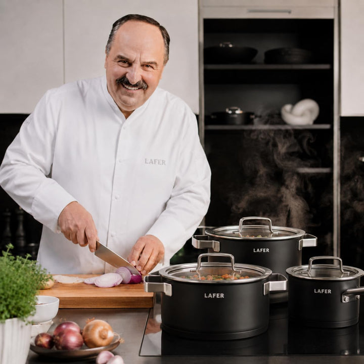 Johann Lafer Topfset 4-teilig Signature Edition – Edelstahl 18/10 Kochtopf Set mit Glasdeckel, energ