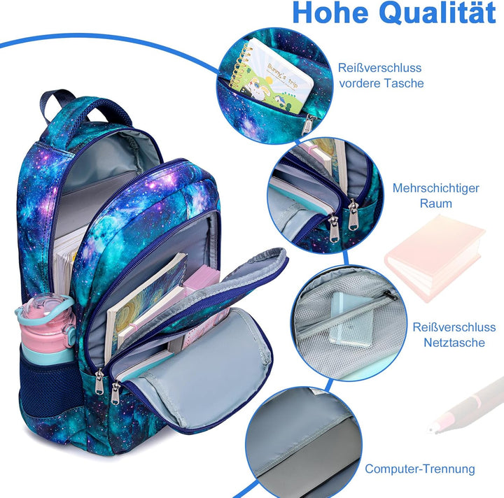 LEDAOU Schulrucksack Jungen Teenager Mädchen Schultaschen Kinder Rucksäcke Wasserdicht Leichtgewicht