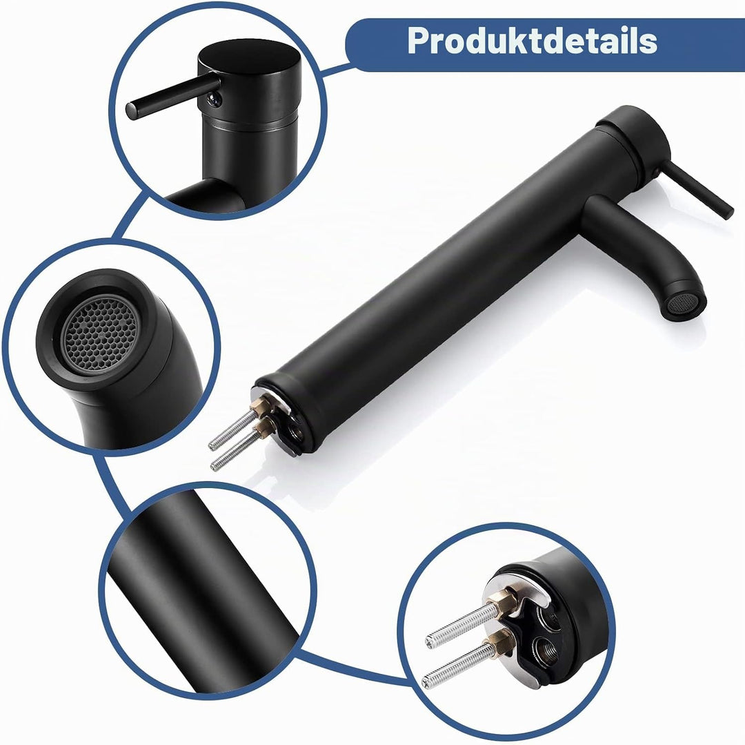 kisimixer Wasserhahn Bad Schwarz, Waschtischarmatur Schwarz Einhandmische, Waschbecken Armaturen Kal