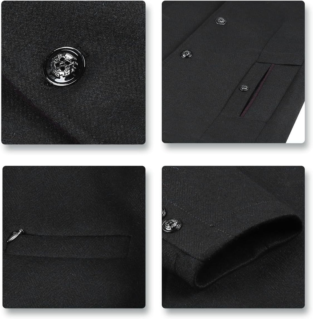 Allthemen Wintermantel Herren Kurzmantel Slim Fit Mantel mit Stehkragen Wolle Warm Wollmantel Busine