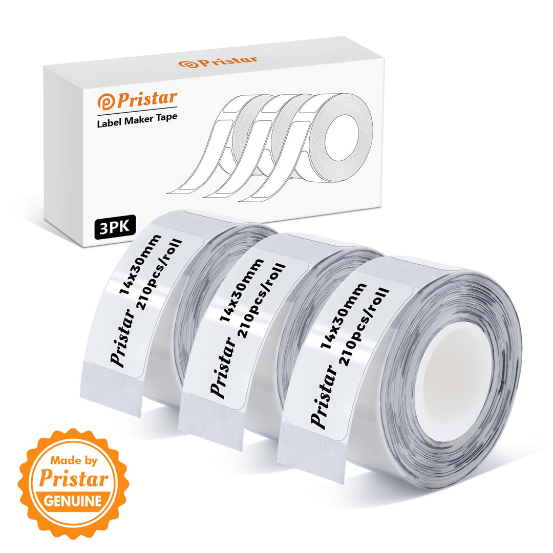 Pristar P15 Thermoband, 3 Rollen 14mm x 30mm, Transparent, 210 Etiketten/Rolle, Kompatibel mit P15 E