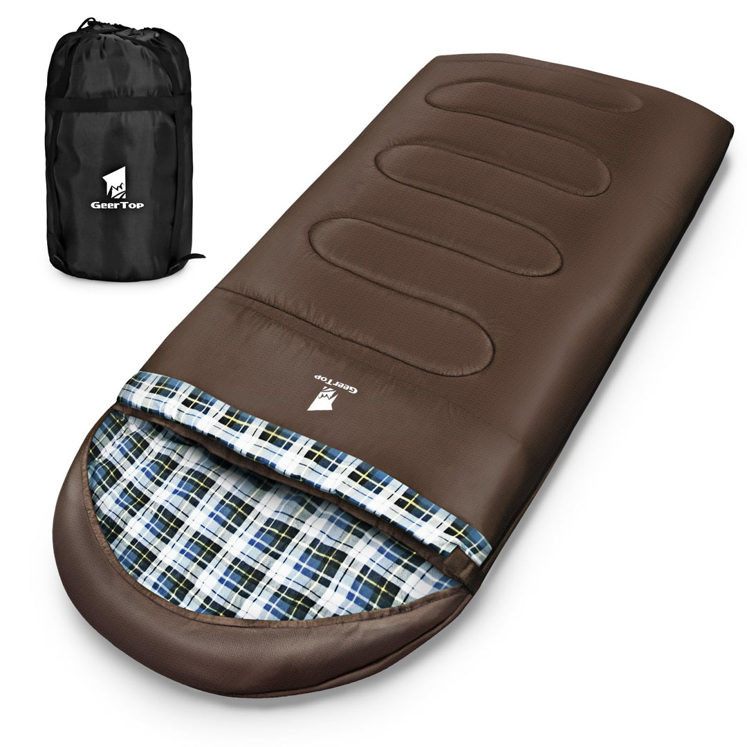 GEERTOP Schlafsack XXL 4 Jahreszeiten Flanell Campingschlafsack Übergrösse 220x100cm für Erwachsene