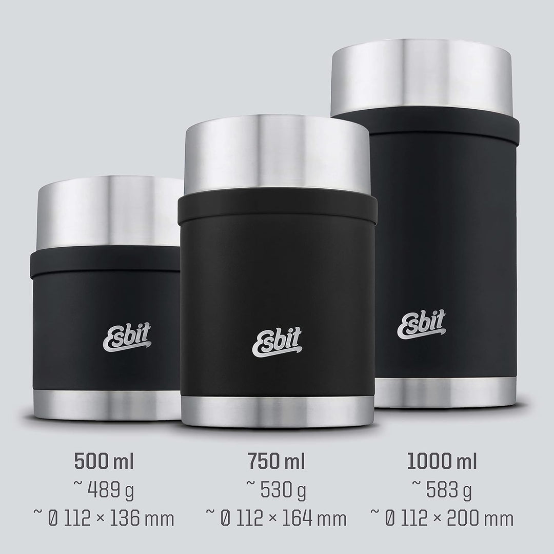 Esbit Thermobehälter Sculptor für Essen - Warmhaltebehälter 1000 ml in Schwarz - aus Edelstahl für w