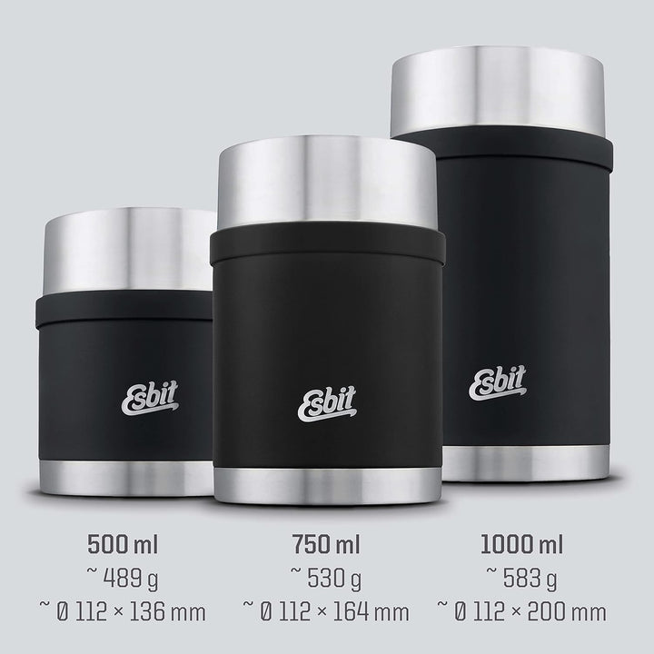 Esbit Thermobehälter Sculptor für Essen - Warmhaltebehälter 1000 ml in Schwarz - aus Edelstahl für w