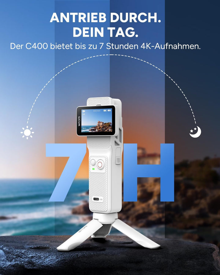 SJCAM C400 Vlogging Camera 4K Videokamera,256GB,7 Stunden Akku und 6 Achsen Bildstabilisierung,Vlog