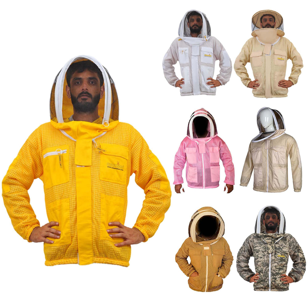 URBANSBEE Beekeeping Jacket 3-Layer Round Hat Pattern Vented Mask Beekeeping Jacket Protection for B