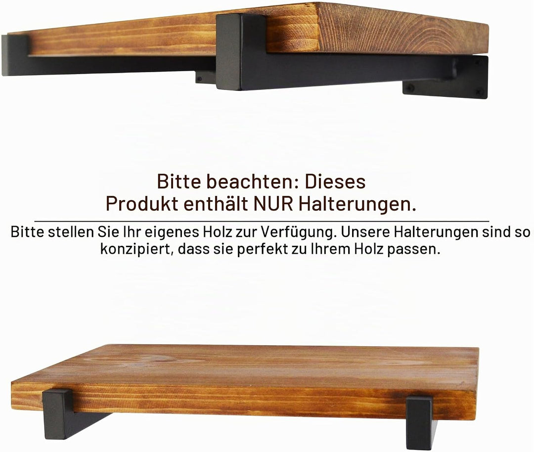 6 Stück schwebende Regalhalterungen Schwerlast-Wandmontage, Industrie-Metallregale mit Lippe 12 Inch