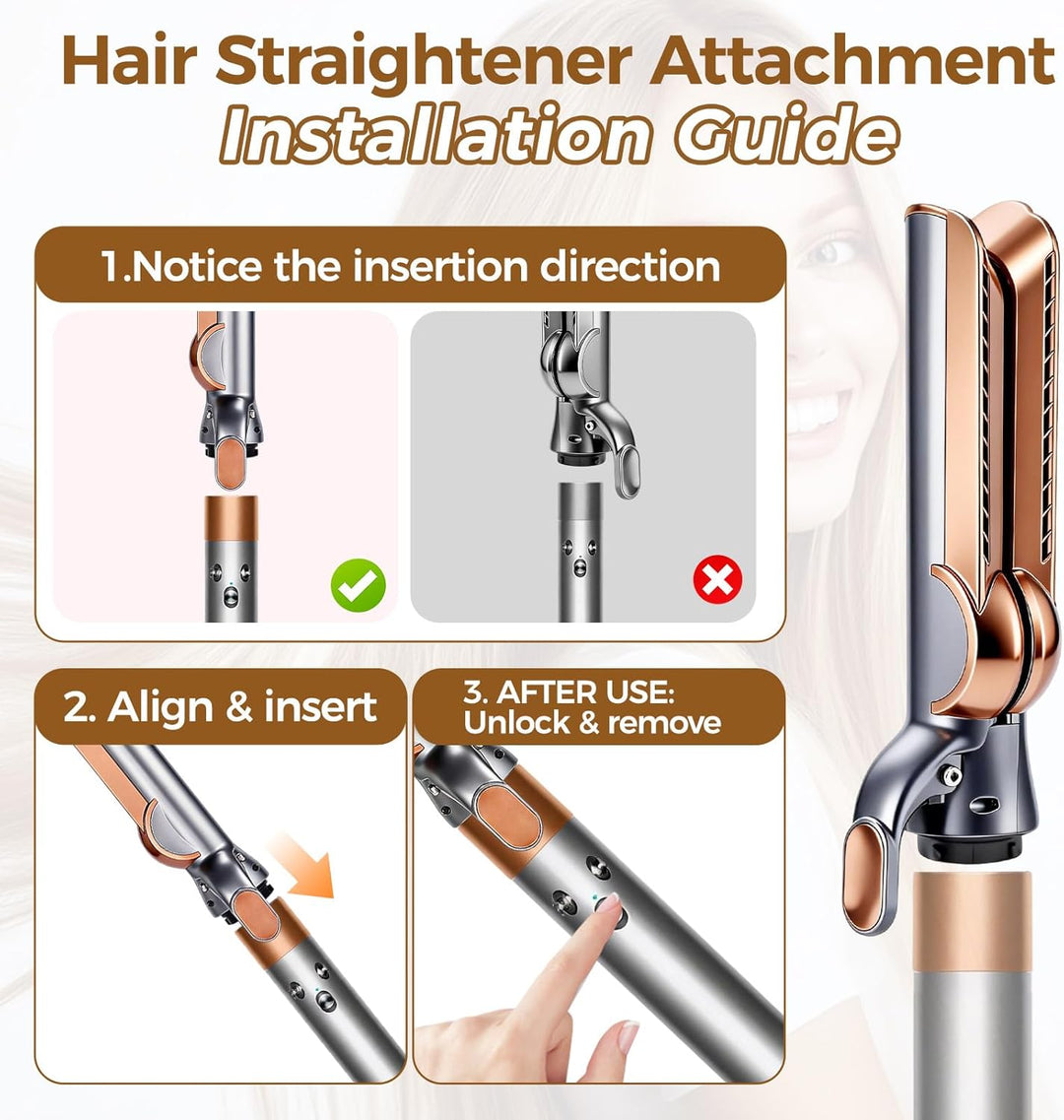 Haarglätter Aufsatz für Airwrap Kompatibel mit HS01/HS05/HS08, Glätteraufsätze mit Airflow Technolog