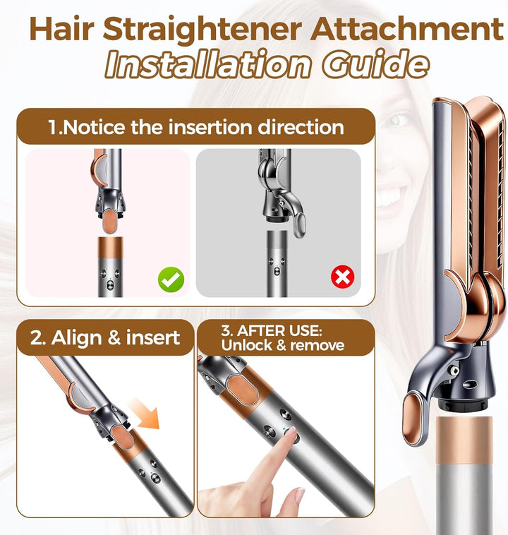 Haarglätter Aufsatz für Airwrap Kompatibel mit HS01/HS05/HS08, Glätteraufsätze mit Airflow Technolog