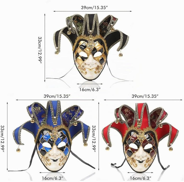 Prevessel Vollgesichtsmaske für Herren, Maskerade, Narren-Masken, Frauen, Vintage, venezianische Kar