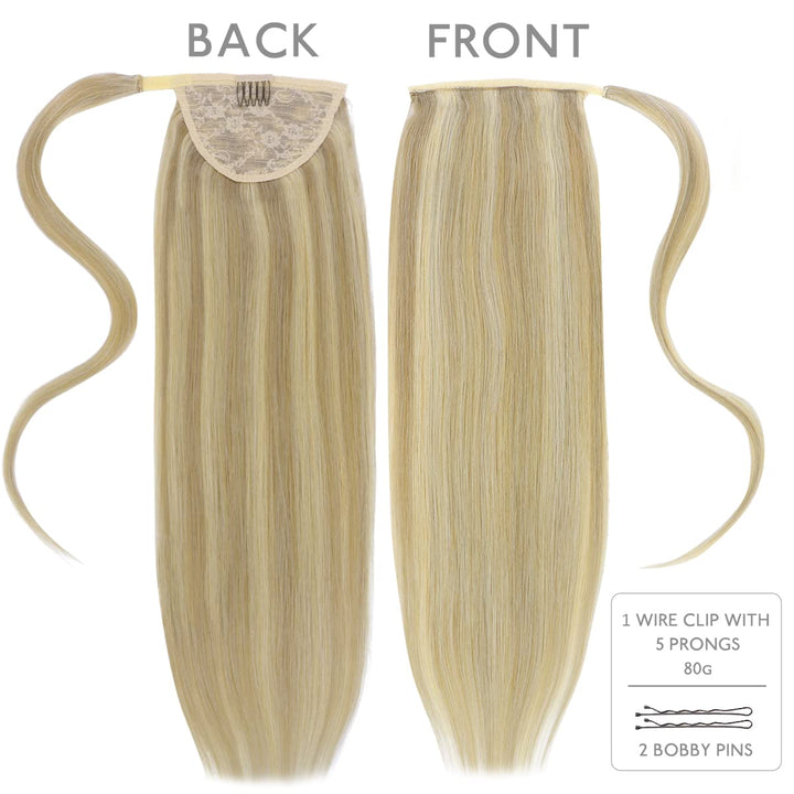 WENNALIFE Ponytail Extension, 45cm 80g Hellblond Highlights Goldblond Pferdeschwanz Haarteil Ponytai