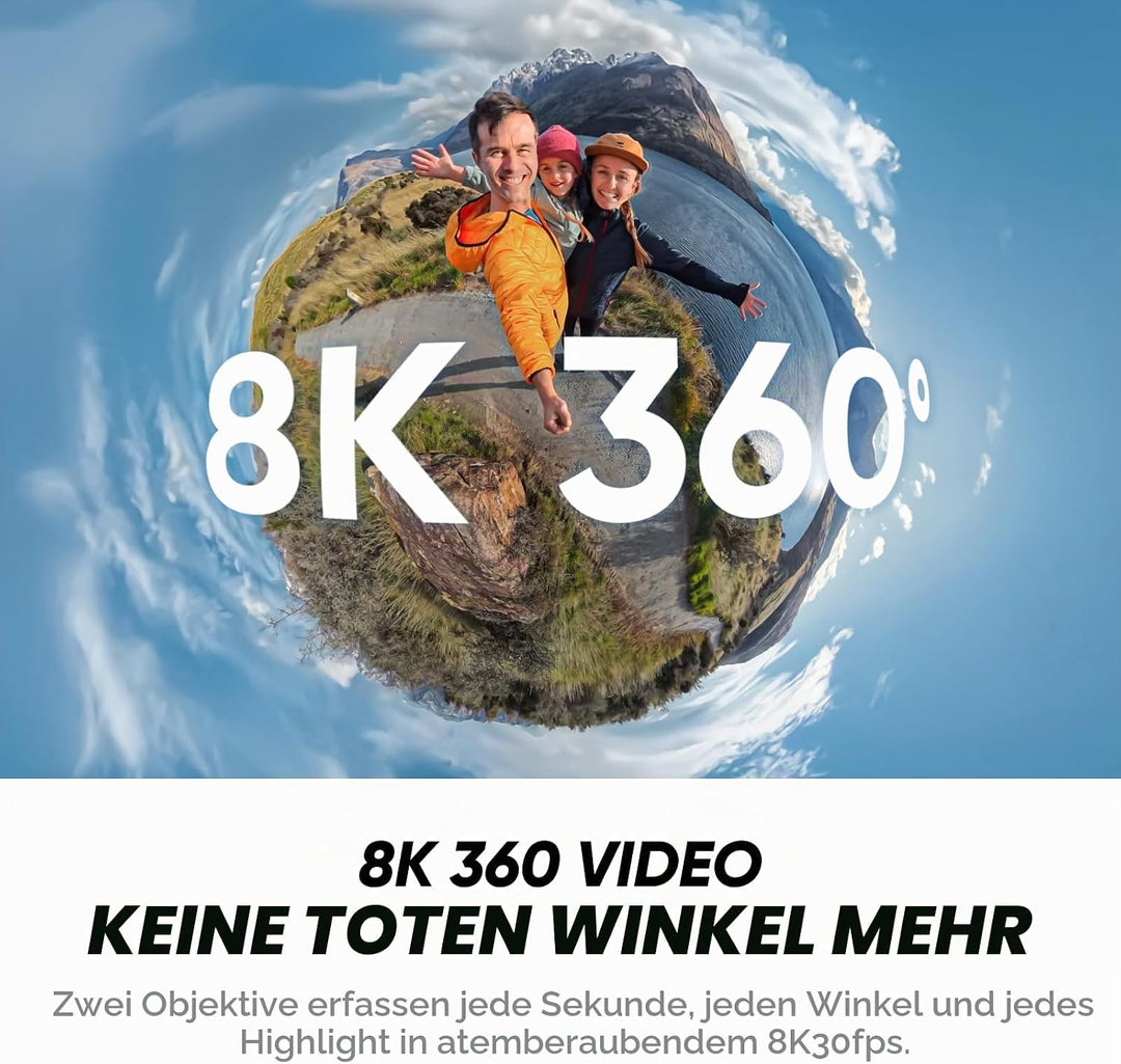 Insta360 X4 Air Ski-Bundle – 165 g leichte, wasserdichte 8K 360°-Kamera, Unsichtbarer Selfie-Stick,