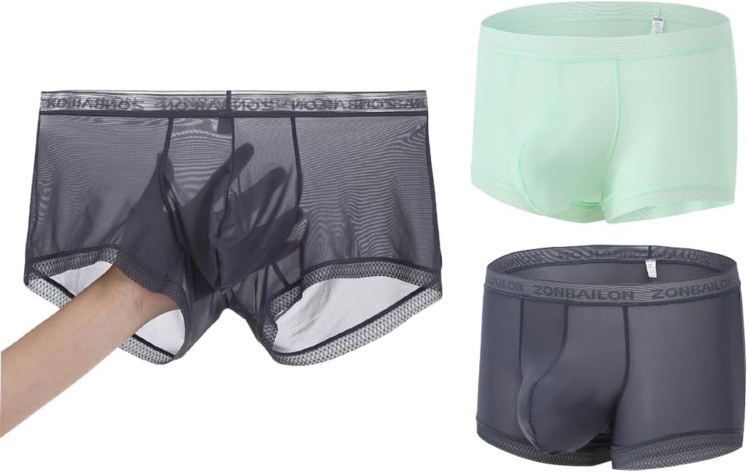 BIATWOWR Herren Slips Transparent Sexy Unterwäsche mit Beutelverstärkung mehr Attraktivität und Komf