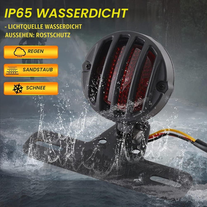 Motorrad-Rücklicht, NATGIC 12V Universal-Motorrad-Bremslicht Vintage Retro-Look Heckleuchte mit Kenn