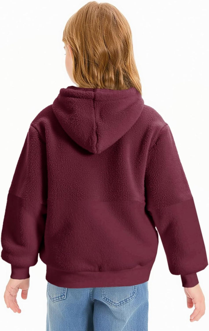 Imily Bela Kinder Mädchen Kapuzenpullover Fleece Hoodies Sherpa Pullover Teddy Sweatshirt Langarm Pu