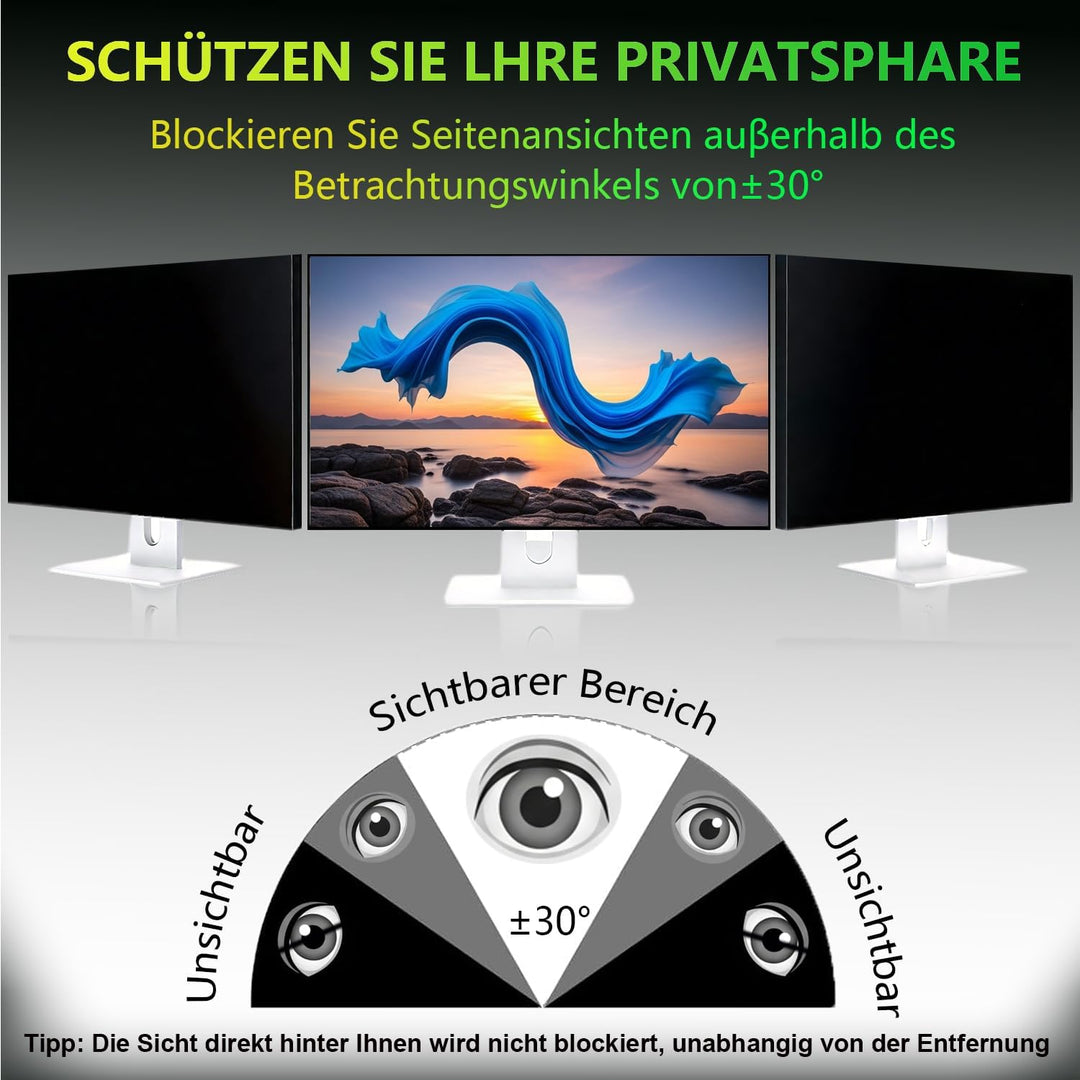 Magnetischer Sichtschutzfolie für 28 Zoll 16:9 Monitor | Blaulichtfilter &amp; Blendschutz,Abnehmbar Bli