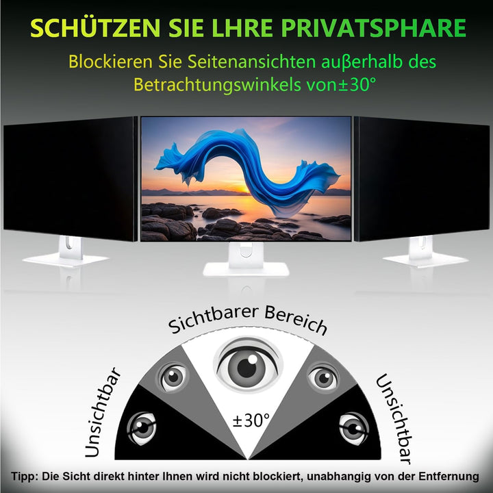 Magnetischer Sichtschutzfolie für 28 Zoll 16:9 Monitor | Blaulichtfilter &amp; Blendschutz,Abnehmbar Bli