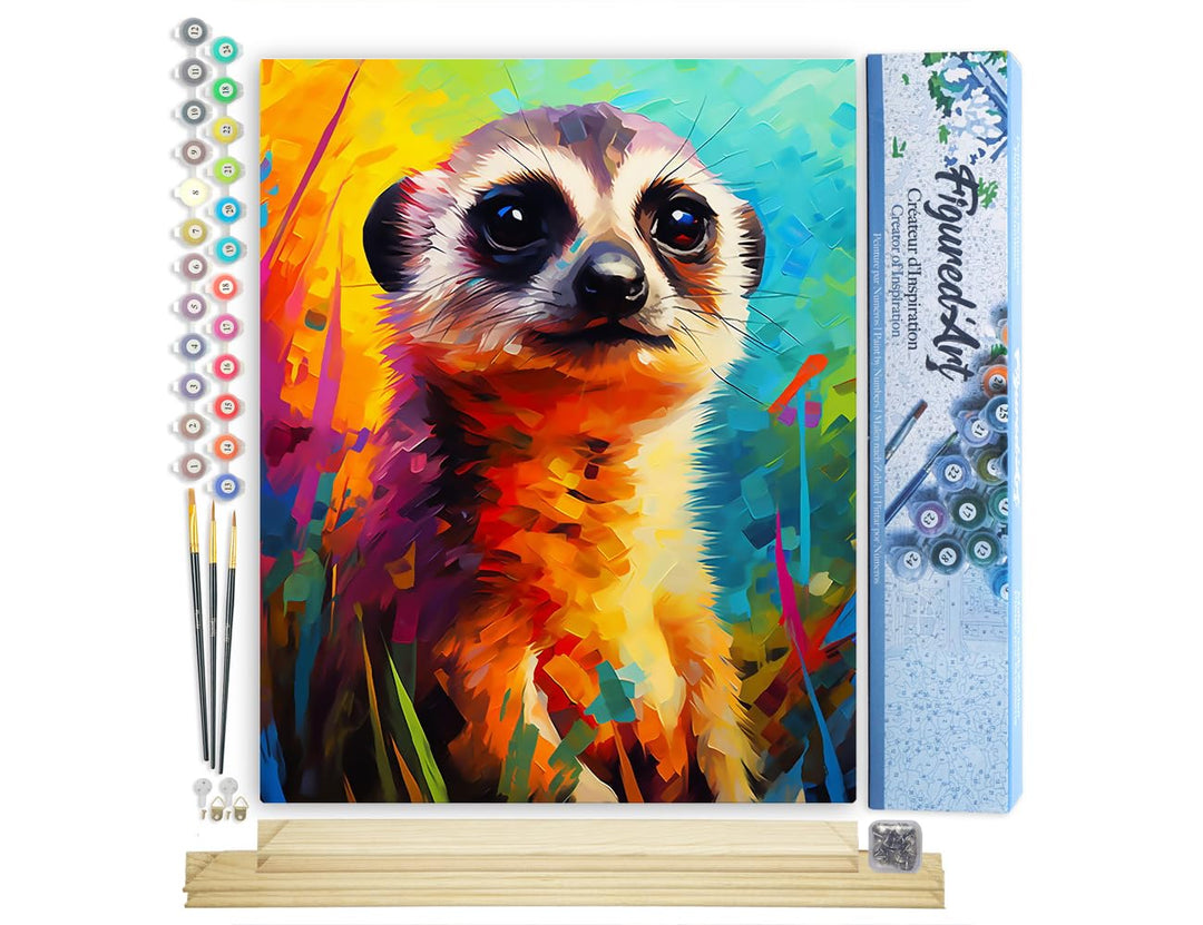 Figured'Art Malen Nach Zahlen Erwachsene Mit Rahmen Erdmännchen Farbenfroh Abstrakt - Paint by Numbe