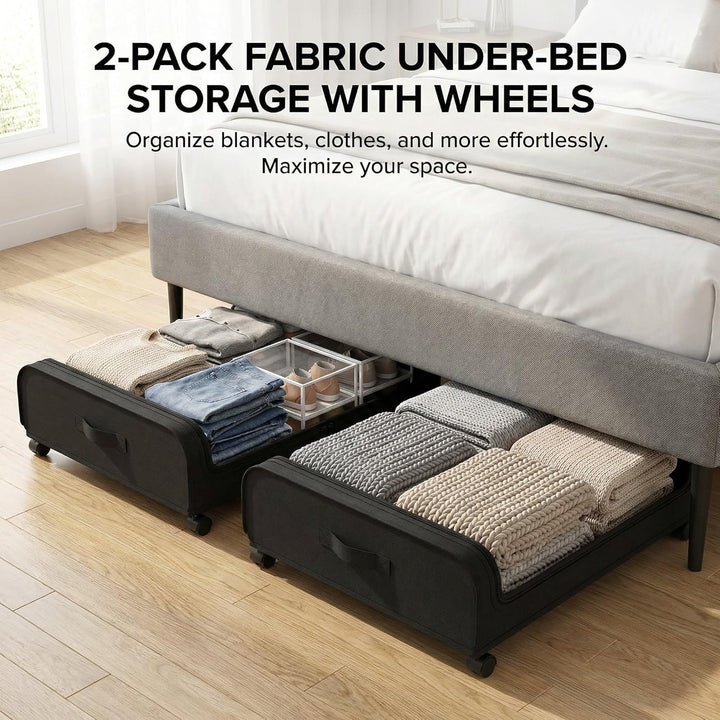 SOONHUA 2 Stück Unterbett Aufbewahrungsbox mit Rollen, unterbettkommode, Bettkasten Aufbewahrung mit