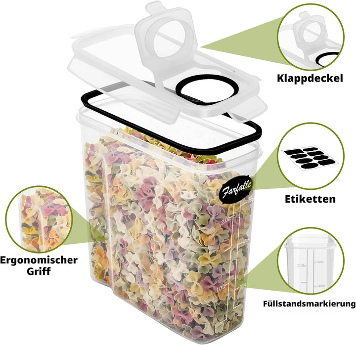 Withosent 2.5L Vorratsdosen Luftdicht 6er Set, Aufbewahrungsbox Küche mit Deckel aus Plastik, Vorrat