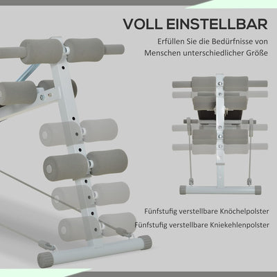 SPORTNOW Sit Up Bank Klappbarer Bauchtrainer, 5-Fach Verstellbare Trainingsbank, Rückentrainer mit B