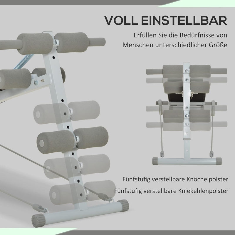 SPORTNOW Sit Up Bank Klappbarer Bauchtrainer, 5-Fach Verstellbare Trainingsbank, Rückentrainer mit B