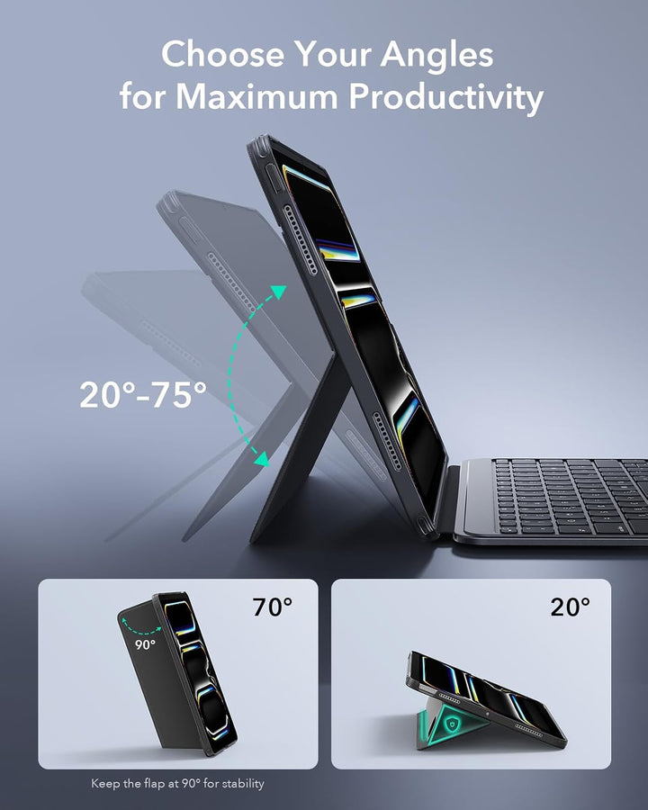 ESR Hülle mit Tastatur für iPad Pro 13" (M5/M4) 2025/2024 – Magnetisch abnehmbare Tastatur, Hoch- un
