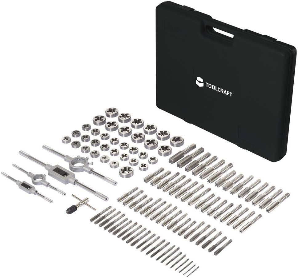 TOOLCRAFT TO-9913164 gehärteter legierter Stahl, Wolframstahl Gewindebohrer- und Schneideisensatz DI