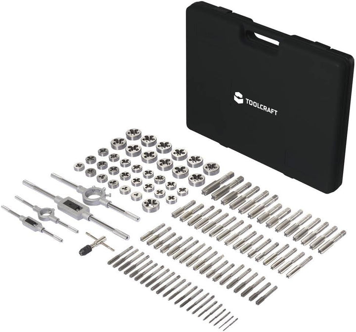 TOOLCRAFT TO-9913164 gehärteter legierter Stahl, Wolframstahl Gewindebohrer- und Schneideisensatz DI