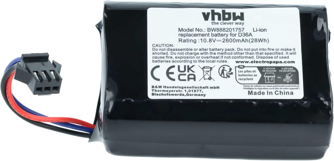 vhbw Akku kompatibel mit Ecovacs D36A, D36B, D36C, D36E, DA60, DA611, DB35 Staubsauger Home Cleaner
