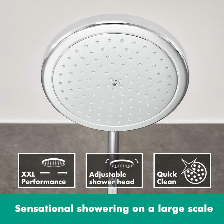 hansgrohe Croma 220 Air Duschsystem Reno (5 Strahlarten) Chrom, Kopfbrause 220 mm / 1 Strahlart