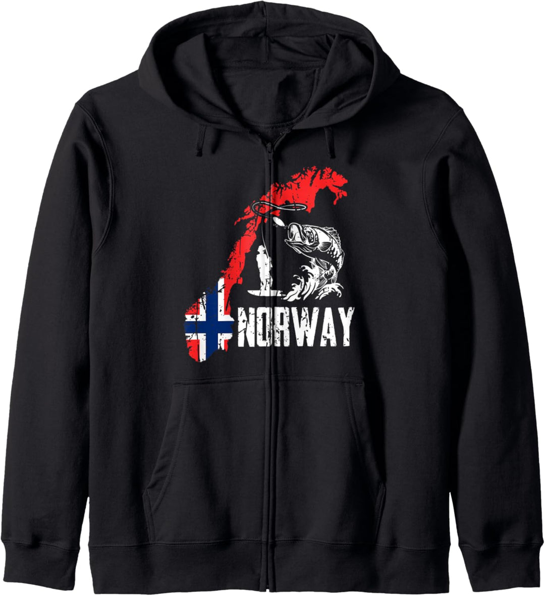 Norwegen Urlaub Norwegen Landkarte Angel Elch Geschenk Kapuzenjacke