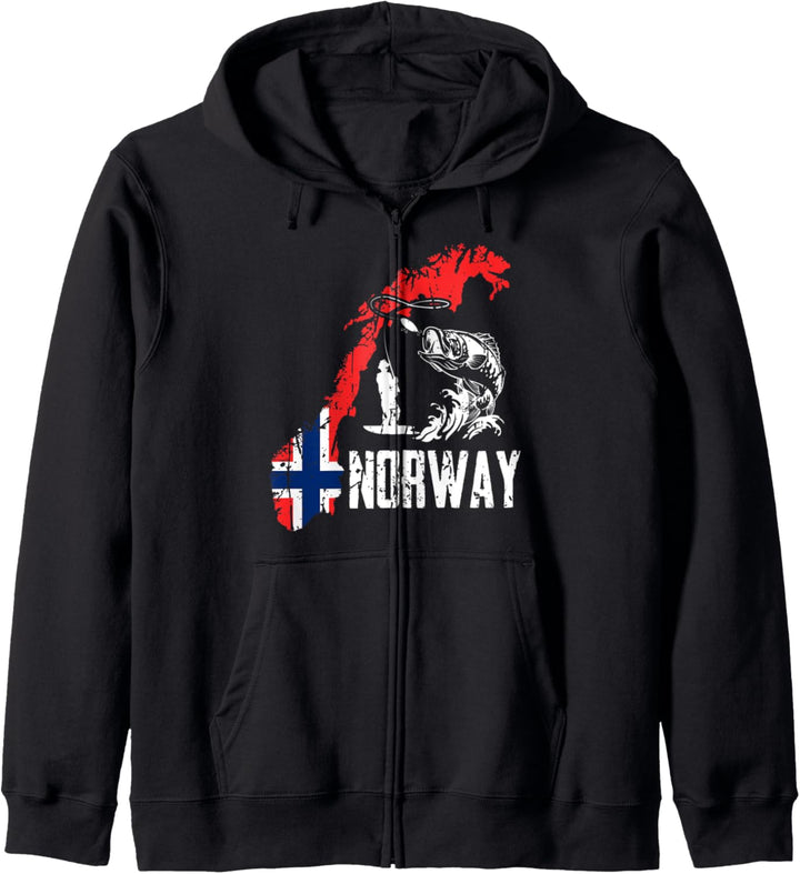 Norwegen Urlaub Norwegen Landkarte Angel Elch Geschenk Kapuzenjacke