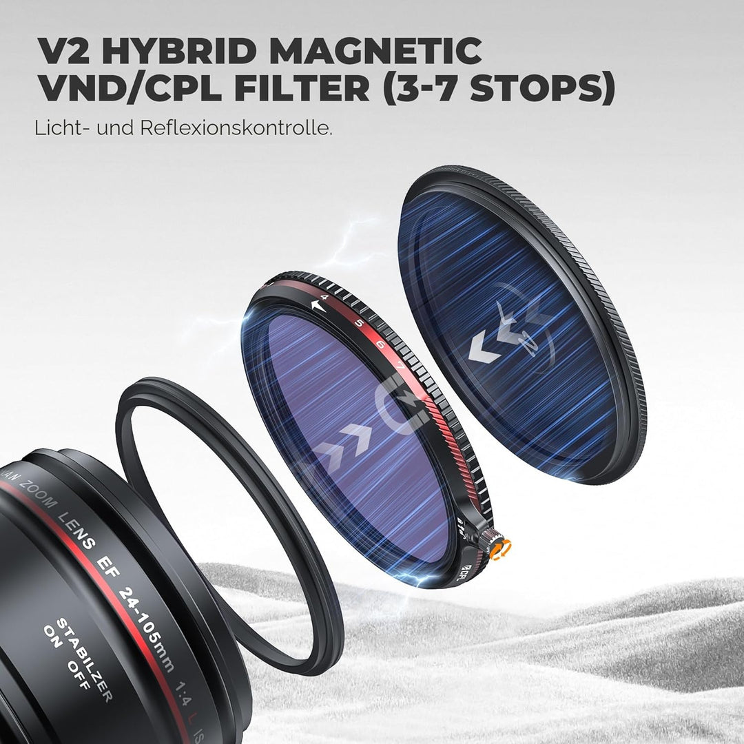Freewell 82mm V2 Magnetic Hybrid VND/CPL 3-7 Stops Filter - Premium Quality Adjustable VND und CPL F