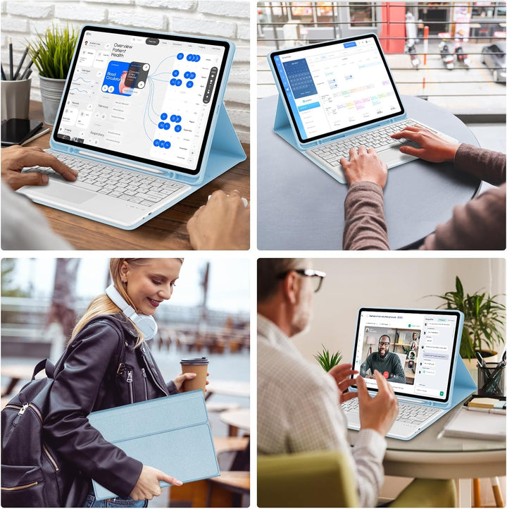 IVEOPPE Tastatur für iPad Pro 12,9, Hülle mit Tastatur für iPad Pro 6. Generation, Bluetooth QWERTZ