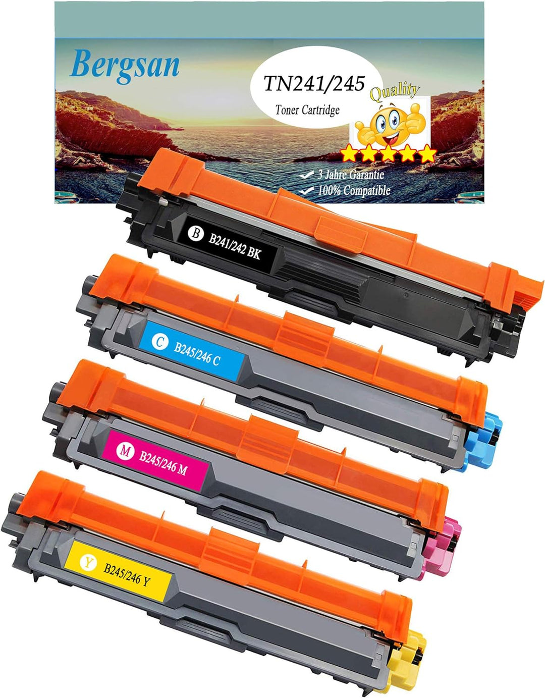 Bergsan 4 Toner XL kompatibel mit Brother TN-241 TN-245 für Brother DCP-9015CDW, DCP-9020CDW, MFC-91