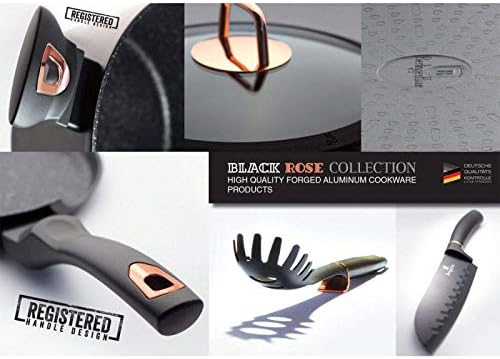 Berlinger Haus Messerset mit magnetischem Halter, 6-teilig, Black Rose Collection, Edelstahl