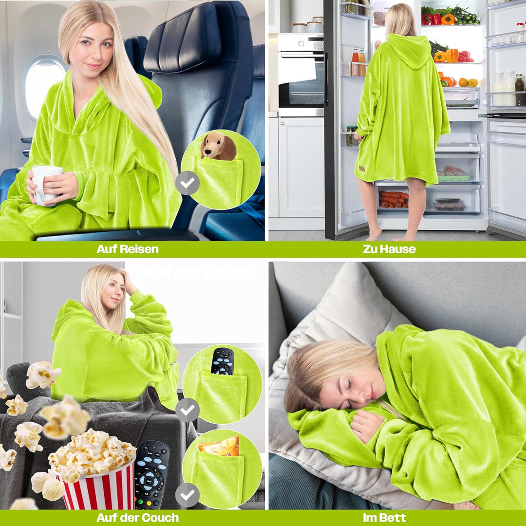 KESSER® Hoodie Decke Kuscheldecke mit Ärmeln Deckenpullover Vielseitig Tragbare Decke zum Anziehen f