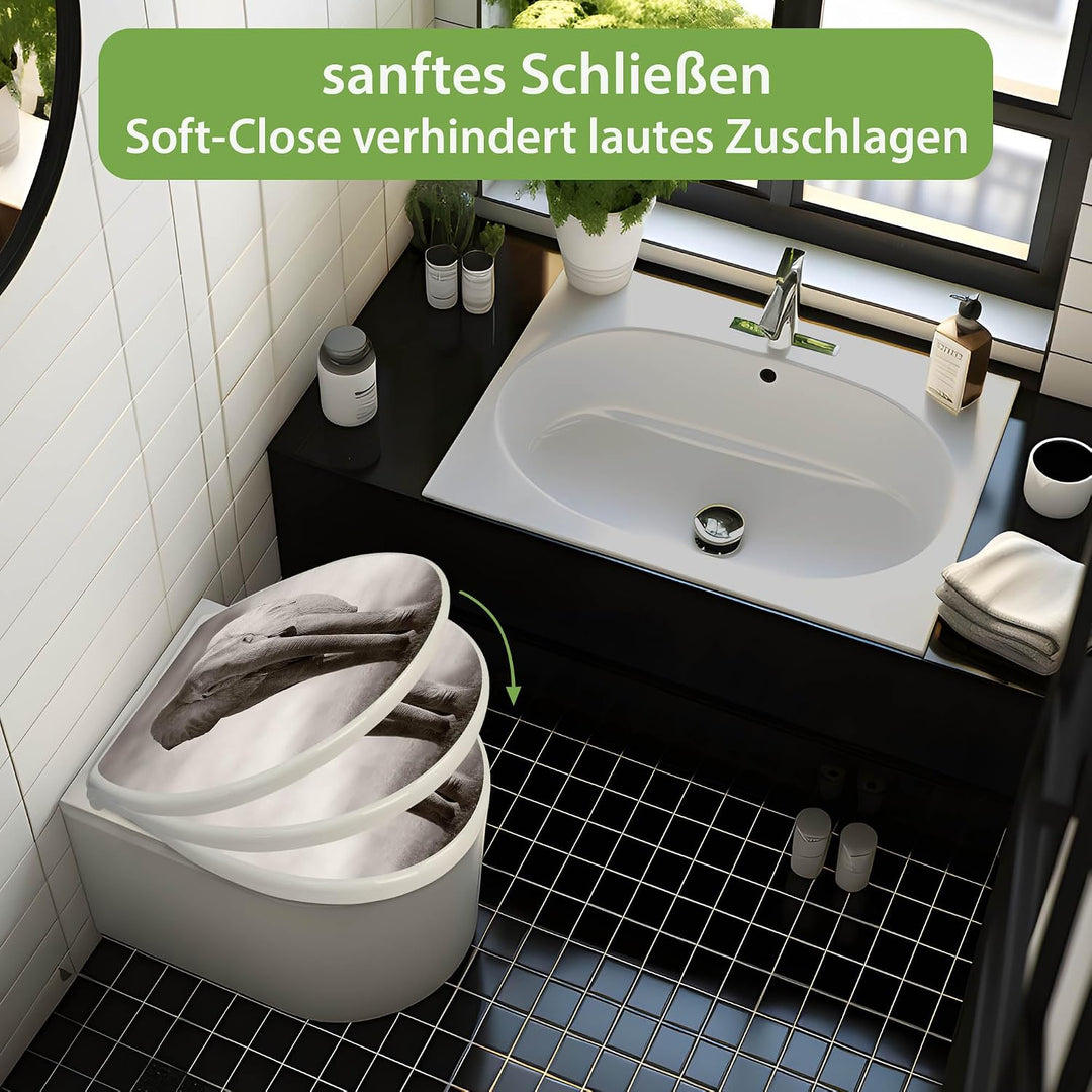 banjado Toilettendeckel mit Absenkautomatik 44,5x37cm - Soft Close Toilettensitz - WC Sitz mit Absen