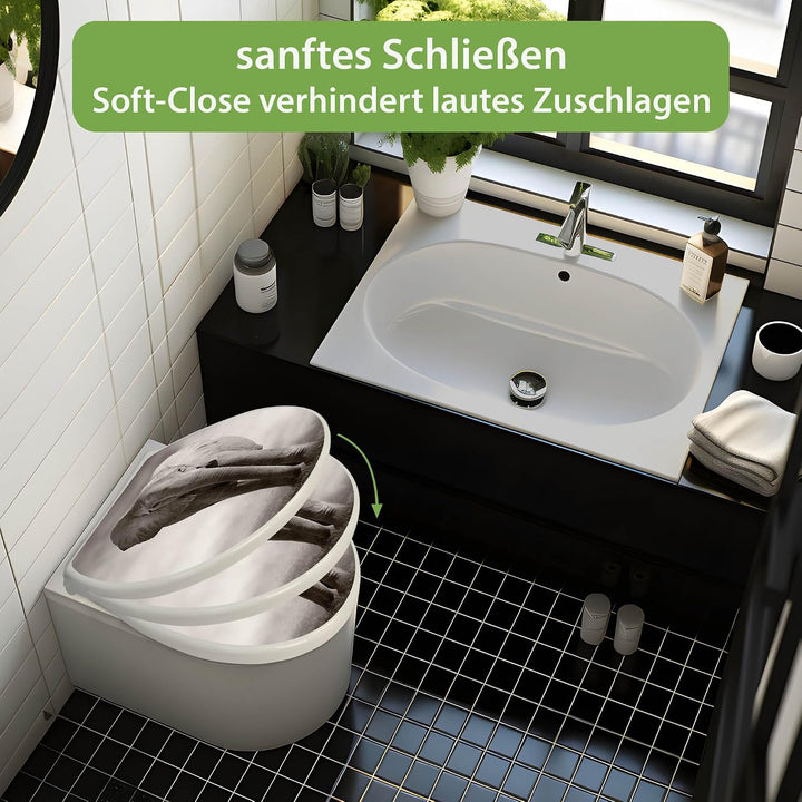 banjado Toilettendeckel mit Absenkautomatik 44,5x37cm - Soft Close Toilettensitz - WC Sitz mit Absen