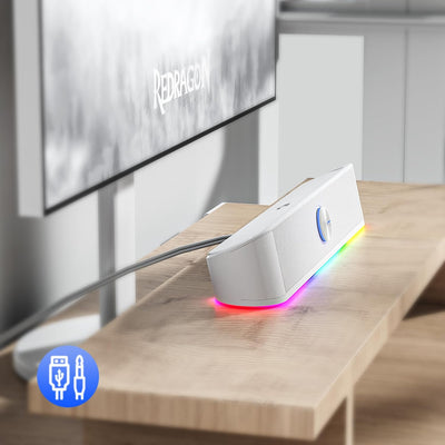 Redragon GS560 Adiemus RGB Desktop-Soundbar, 2.0-Kanal-Computerlautsprecher mit dynamischer Lichtlei